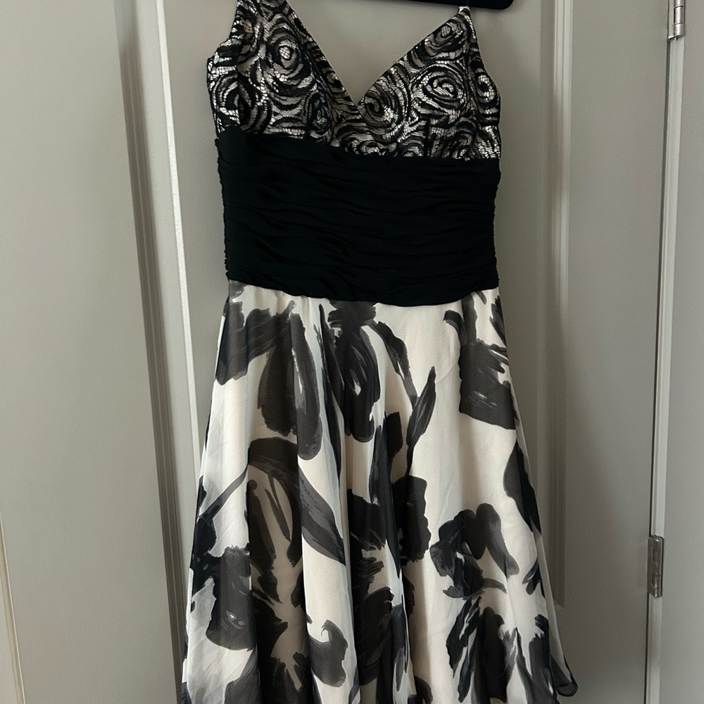 Elegant Black and White Floral Dress